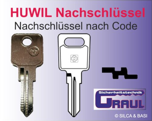 Nachschlüssel HUWIL HUW-1D,HW4R,nach Code,Briefkasten,Jetbag,Möbelzylinder