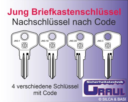 Nachschlüssel für JU Briefkasten, gefertigt nach Code vom Schlüssel